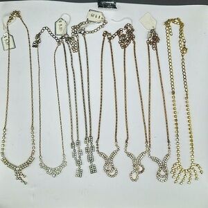 Wholesale Bundle 7 Fashion Vintage Rhinestone Necklaces Gold & Silver